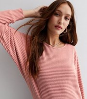 New Look Mid Pink Ribbed Fine Knit Batwing Top